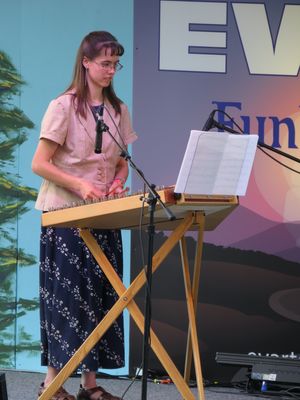 Katelyn Playing Hammered Dulcimer at ODPC Funfest