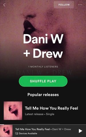 Dani W + Drew’s “Tell Me How You Really Feel” on Spotify, Google Play +