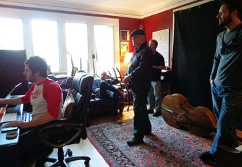 Playback, day 1 recording "Great Day In The Morning" at Fat Rabbit. Producer Dave Gross is at the helm!
