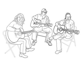 pickin' at a party. Sketch by Cliff Turner
