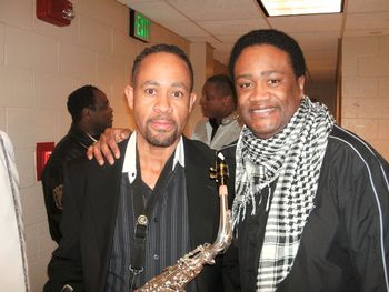 Backstage with lead singer of the Stylistics.

