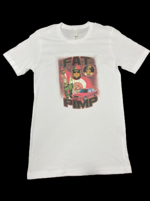 Fat Pimp Red Car Graphic T-Shirt (White)