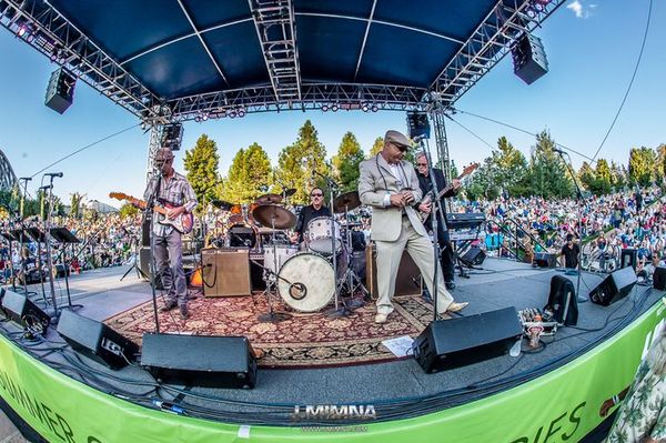 The Band opening for BB KIng at the Denver Botanical Gardens ~ Image by Jim Mimna 