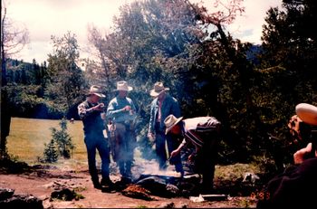 Flipping burgers, Table Mountain WY 1993

