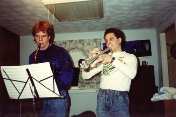 Me and trumpeter Joe Romano in Grantsville, MD - 1989
