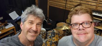 Chad Wackerman and me tracking "Learning to Live Again" - Long Beach, 2021
