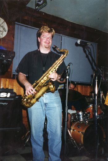 Playing sax with Slight Return band in San Diego, CA - April 2001
