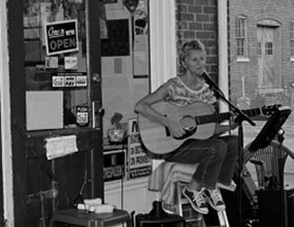 Singing on the Front Porch at Merlin's CoffeeHouse a HOT summer evening Hanover, PA July 2008
