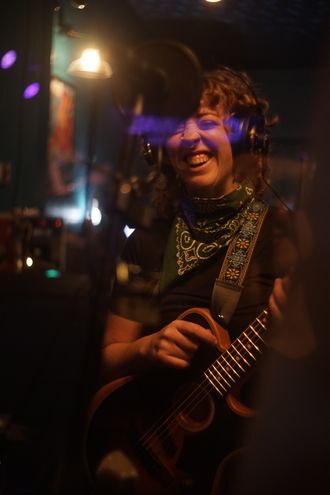 J. Goods recording at Carnaval Lounge 1/19/22 - photo by Dana Schlieman