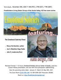 Emotional Sobriety Zoom II with Dr. Allen Berger and panel, Marya Hornbacher, John R, Joe C. 