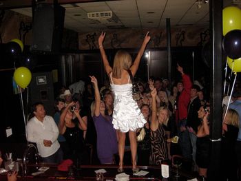 Bride dancing on the bar...
