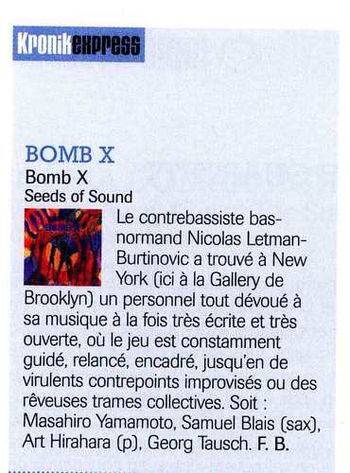Bomb X review in Jazzman.2008
