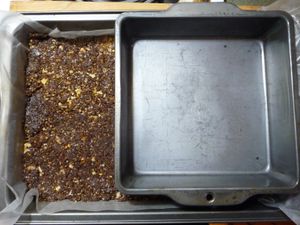 Nanaimo Bar - press bottom layer into pan for chocolate graham crust