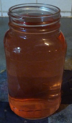 Crabapple juice - filling odd shaped glass jars