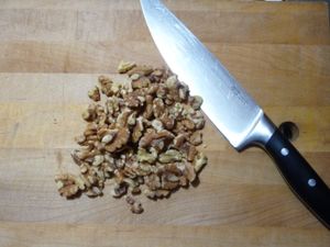Nanaimo Bar - chopping walnuts for Nanaimo Bar Recipe