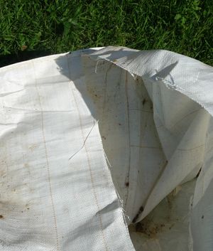 Woven landscape fabric - cutting the bag in half