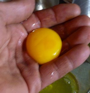 Baking from scratch by Separating the egg by using your hand 