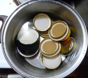 Crabapple juice - odd shaped glass jar lids