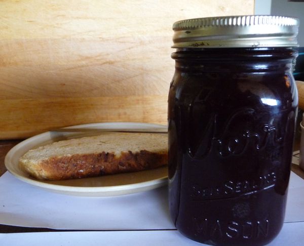 chokecherry jelly with slice of bread