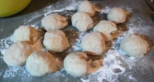 Adventures with sourdough - rolling sourdough bread bagel dough into balls