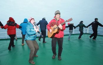 New Year's Eve on deck, on the Drake Passage en route to Antarctica, with Students on Ice.
