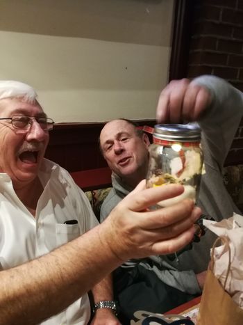 Dec 2018 Marcel and Rob check out a gift
