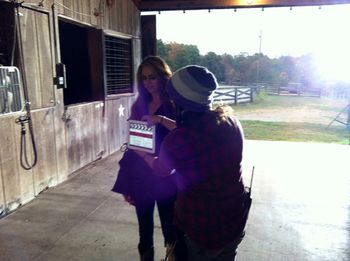 sweet Shelby countin' us off on location at our dear friends, Joe & Ellen's barn:) we have such INCREDIBLY kind & GENEROUS horsey friends who let us film at their beauty~full places for our new video & for past videos like our "girls & horses" music video, we are uber~LUCKY & uber~BLESSED!!:)
