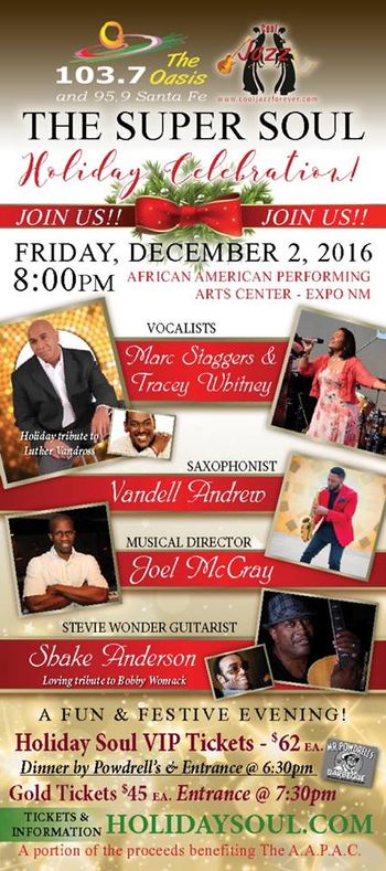 Tracey Whitney in concert at the African American Performing Arts Center - December 2016
