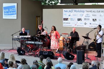 Tracey Whitney - New Mexico Jazz Workshop Women's Voices Singing concert - Albuquerque Museum Amphitheater with Sid Fendley/piano, Micky Patten/bass, Cesar Bauvallet/trombone, Kanoa Kaluhiwa/sax, Andy Poling/drums. 6/7/14
