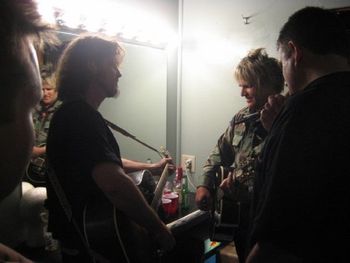 rehearsing "No Surrender" backstage with Mike Peters of The Alarm

