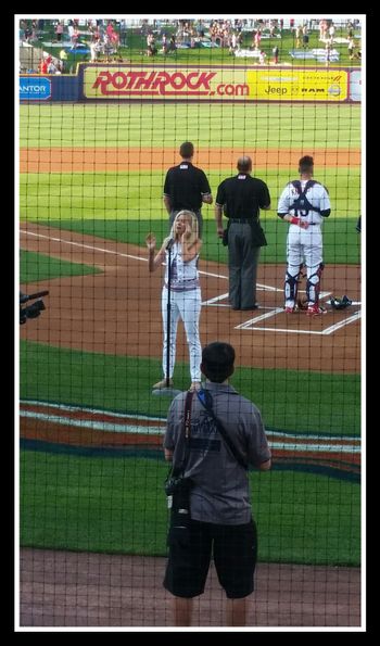 Singing the National Anthem at the IronPigs game
