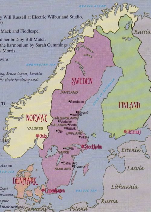 Tunes in Scandinavia don't often have titles.  Instead they are identified by the name of the fiddler who passed it down, and also the town or province of origin.  You can find them on this map!