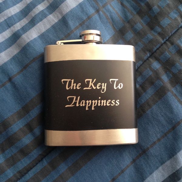 "The Key To Happiness" Flask
