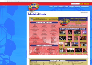 Screenshot of INAFF 2023 website that shows lineup of bands for the showcase, including Vickie Maris