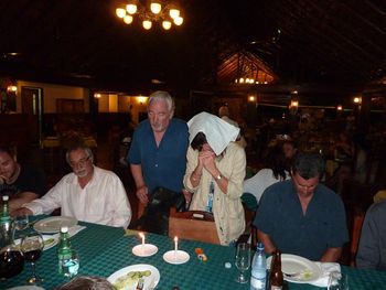 First night of Hanukkah in Havana.Deb and Paul Doing the blessing with what we had!
