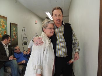 Ann with Michael English off set at a video taping

