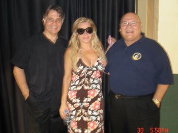 TAYLOR DAYNE at sound check with Leo Vela and Charlie Rodriguez. Taylor is an American pop vocalist, song-writer, dance artist, and actress. Dayne's first seven singles hit the U.S. top ten and she has topped the U.S. Hot Dance Club Play chart three times. Overall, she has 17 individual Top Ten's on Billboard Charts, including the recent Billboard Dance #1 "Beautiful" in May 2008. She remains a pop favorite in the U.S. and abroad.
