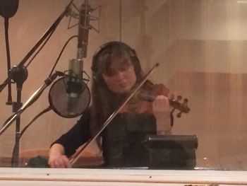 Marla Feeney cutting fiddle tracks for the new Twanglish album
