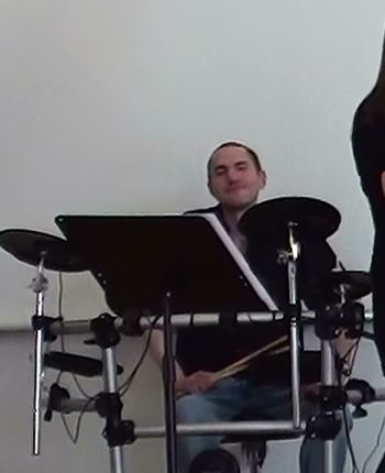 Mark's on the drums at the 2012 Family Talent Show
