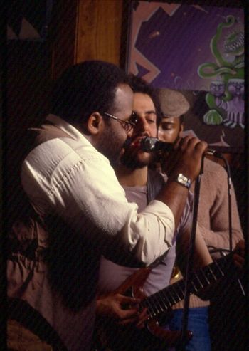 Ken and "Dr. C" (RIP) with the Hip Pocket Band at Vinnie Pastore's Crazy Horse Cafe in New Rochelle, NY. 198?
