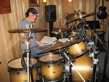 Drummer and composer Vito Luizzi recording at Sliding Door Studio.
