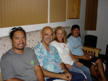 Kapono, Kumu, Melinda, and Halemanu taking a break from recording. 6/09
