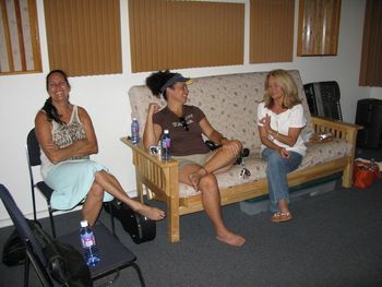 Robin, Louise, and Melinda deciding if the guys will do another take. 6/09
