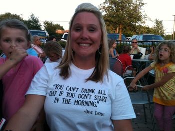 Angie Huff sporting her Dave Thomas T-shirt
