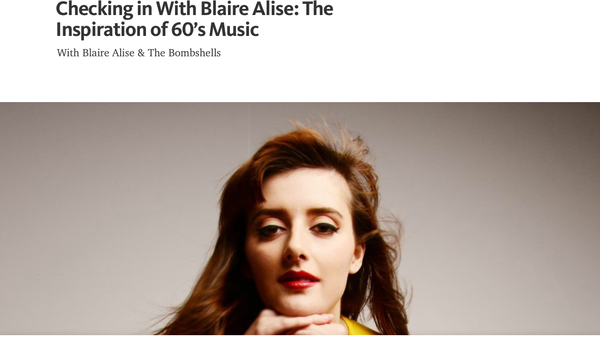 Artist Waves 4/11/17

Blaire Alise, a 20-year-old Detroit native, is leading the vanguard of a new generation in garage-pop, embodying the swagger of early 60’s rock, to edgier avant-garde proto-psychedelia, to classic bubblegum-pop whimsy, to a modern indie-rock sound with meticulously woven harmonies.
Blaire Alise & The Bombshells have just released the video for their song “Rolleiflex”, which exudes a 60’s style, filled with emotion. The song appears on their new album My Eye, out now. Popmatters praised the track’s “instantly memorable melodic line, splendid vocals, and its perfect chorus.”
We recently had the chance to catch up with Alise to discuss the resonance of 60’s music and how it made its way into her world.