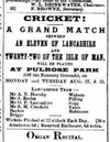 ‘Cricket! A Grand Match’. XXII of the Isle of Man v. Lancashire County XI ... 1888