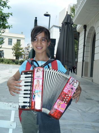 A street musician in Athens Greece
