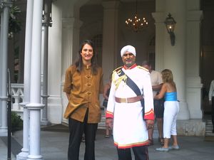 In front of the Raffles Hotel in Singapore 2005