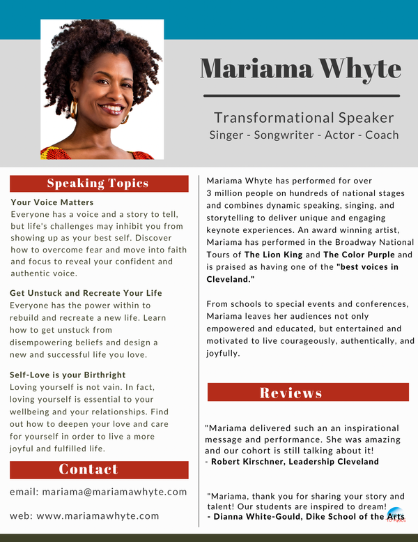 CLICK ON IMAGE ABOVE TO DOWNLOAD MARIAMA'S FULL SPEAKER SHEET 