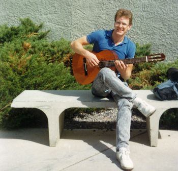 Ray with classical guitar in 1988 at UNLV where he attended music classes.
